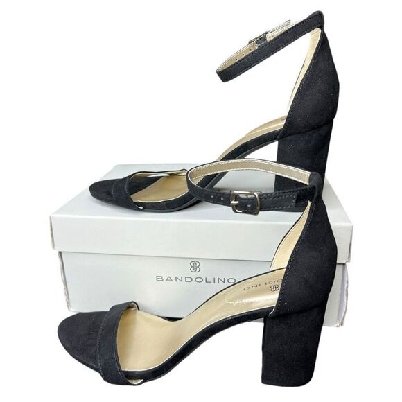 NEW Bandolino Women’s Armory Faux Black Suede Sandal 7M - Picture 2 of 11